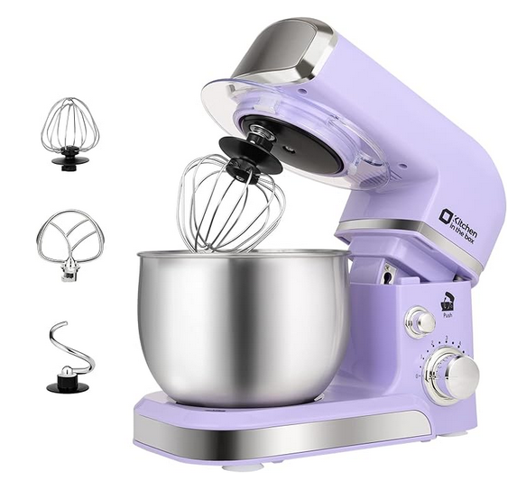 Stand Mixer, Kitchen in the box 3.2Qt Small Electric Food Mixer,6 Speeds Portable Lightweight Kitchen Mixer for Daily Use with Egg Whisk,Dough Hook,Flat Beater (Purple)